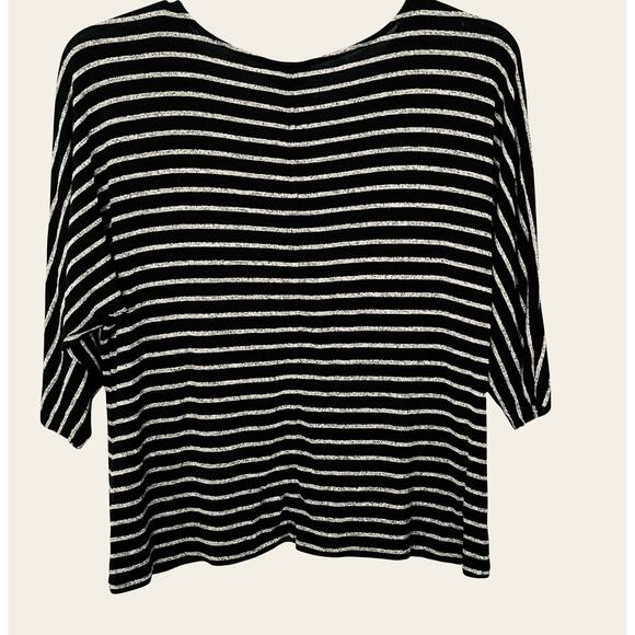 J.JILL WEAREVER 3/4 RAGLAN SLV PULL-OVER BLOUSE, WOMENS, MP, BLACK GREY STRIPES - Picture 5 of 12